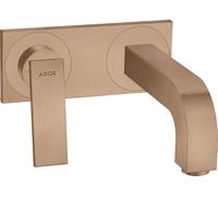 hansgrohe AXOR Citterio Mitigeur de lavabo, encastré, saillie 220mm, garniture découlement non verrouillable, avec plaque, 39119310, 39119310, Colorazione: Oro rosso spazzolato
