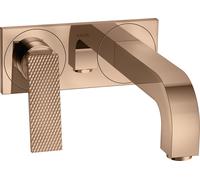 hansgrohe AXOR Citterio Mitigeur de lavabo, finition losange, encastré, saillie 220mm, vidage non verrouillable, avec plaque, 39171300, 39171300, Colorazione: Oro rosso lucido