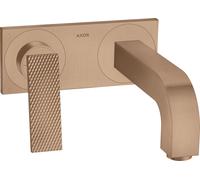 hansgrohe AXOR Citterio Mitigeur de lavabo, finition losange, encastré, saillie 220mm, vidage non verrouillable, avec plaque, 39171310, 39171310, Colorazione: Oro rosso spazzolato