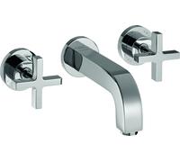 hansgrohe AXOR Citterio mitigeur lavabo 3 trous encastré, bec 222mm, poignées transversales, rosettes pour montage mural, 39143000, 39143000, Colorazione: cromo