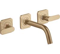 hansgrohe AXOR Citterio mitigeur lavabo 3 trous encastré pour montage mural avec bec verseur 166 mm, béqu'illes et rosaces, 34313140, 34313140, Colorazione: Bronzo spazzolato
