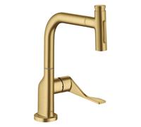 hansgrohe AXOR Citterio Mitigeur monocommandé pour cuisine Select 230, 2 jets avec douchette extractible et sBox, 39862250, 39862250, Colorazione: Ottico oro spazzolato