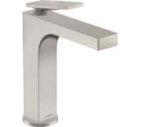 hansgrohe AXOR Citterio Mitigeur monocommandé pour lavabo, garniture découlement à tirette, finition losange, saillie 143mm, ComfortZone160, 39071800, 39071800, Colorazione: Ottica in acciaio inossida