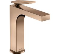 hansgrohe AXOR Citterio Mitigeur monocommandé pour lavabo, garniture découlement à tirette, finition losange, saillie 143mm, ComfortZone160, 39071300, 39071300, Colorazione: Oro rosso lucido