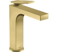 hansgrohe AXOR Citterio Mitigeur monocommandé pour lavabo, garniture découlement à tirette, finition losange, saillie 143mm, ComfortZone160, 39071950, 39071950, Colorazione: Ottone spazzolato