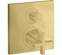 hansgrohe AXOR Citterio Thermostat encastré avec robinet d'arrêt, poignées transversales, 1 consommateur, 39705950, 39705950, Colorazione: Ottone spazzolato