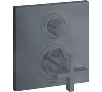 hansgrohe AXOR Citterio Thermostat encastré avec robinet d'arrêt, poignées transversales, 1 consommateur, 39705340, 39705340, Colorazione: Cromo nero spazzolato