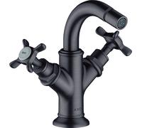 hansgrohe AXOR Mélangeur bidet Montreux 2 poignées, garniture de vidage, 16520340, 16520340, Colorazione: Cromo nero spazzolato