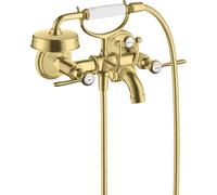 hansgrohe AXOR Montreux Mitigeur bain douche 2 poignées, montage apparent, béqu'illes, saillie 220mm, 16551950, 16551950, Colorazione: Ottone spazzolato