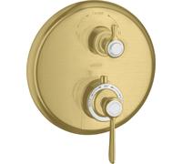 hansgrohe AXOR Montreux thermostat hansgrohe AXOR Montreux encastré, robinet d'arrêt et inverseur, béqu'ille, 2 consommateurs, 16821950, 16821950, Colorazione: Ottone spazzolato