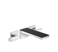 hansgrohe AXOR MyEdition Mélangeur de lavabo 3 trous, encastré, avec plaque, saillie 221mm, avec garniture découlement, 47080600, 47080600, Colorazione: cromo / vetro nero