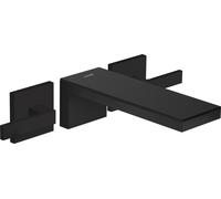 hansgrohe AXOR MyEdition Mélangeur de lavabo 3 trous, encastré, avec plaque, saillie 221mm, avec garniture découlement, 47080670, 47080670, Colorazione: Nero opaco / vetro nero