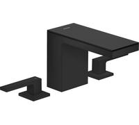 hansgrohe AXOR MyEdition Mélangeur lavabo 3 trous 110, avec vidage Push-Open, avec plaque, saillie 150mm, 47070670, 47070670, Colorazione: Nero opaco / vetro nero