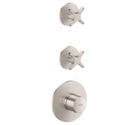 hansgrohe AXOR One Module thermostatique encastré pour 2 consommateurs, avec poignée croisillon, 48712800, 48712800, Colorazione: Ottica in acciaio inossidabile