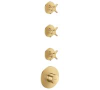 hansgrohe AXOR One Module thermostatique encastré pour 3 consommateurs, avec poignée croisillon, 48713250, 48713250, Colorazione: Ottico oro spazzolato