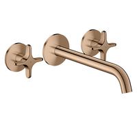 hansgrohe AXOR One robinetterie de baignoire 3 trous encastrée pour montage mural avec poignées croisillons, 48430300, 48430300, Colorazione: Oro rosso lucido