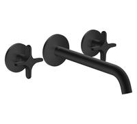 hansgrohe AXOR One robinetterie de baignoire 3 trous encastrée pour montage mural avec poignées croisillons, 48430670, 48430670, Colorazione: nero opaco