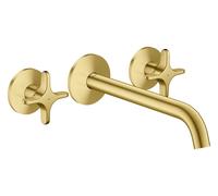 hansgrohe AXOR One robinetterie de baignoire 3 trous encastrée pour montage mural avec poignées croisillons, 48430950, 48430950, Colorazione: Ottone spazzolato