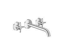 hansgrohe AXOR One robinetterie de baignoire 3 trous encastrée pour montage mural avec poignées croisillons, 48430000, 48430000, Colorazione: cromo