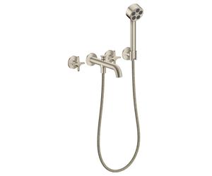 hansgrohe AXOR One robinetterie de baignoire 3 trous encastrée pour montage mural, avec poignées croisillons et douchette à main, 48443820, 48443820, Colorazione: Nichel spazzolato