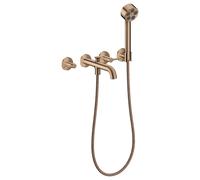 hansgrohe AXOR One robinetterie de baignoire 3 trous encastrée pour montage mural, avec poignées manettes et douchette à main, 48444300, 48444300, Colorazione: Oro rosso lucido