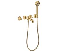 hansgrohe AXOR One robinetterie de baignoire 3 trous encastrée pour montage mural, avec poignées manettes et douchette à main, 48444990, 48444990, Colorazione: Ottica in oro lucido