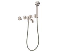 hansgrohe AXOR One robinetterie de baignoire 3 trous encastrée pour montage mural, avec poignées manettes et douchette à main, 48444800, 48444800, Colorazione: Ottica in acciaio inossidabile