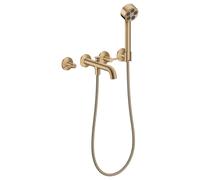 hansgrohe AXOR One robinetterie de baignoire 3 trous encastrée pour montage mural, avec poignées manettes et douchette à main, 48444140, 48444140, Colorazione: Bronzo spazzolato