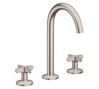 hansgrohe AXOR One robinetterie de lavabo 3 trous 170 avec poignées croisillons et vidage Push-Open, 48040800, 48040800, Colorazione: Ottica in acciaio inossidabile