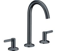hansgrohe AXOR One robinetterie de lavabo 3 trous 170 avec vidage Push-Open, saillie 140mm, 48050340, 48050340, Colorazione: Cromo nero spazzolato