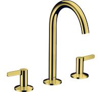 hansgrohe AXOR One miscelatore per lavabo a 3 fori 170 con scarico push-open, sporgenza 140 mm, 48050, Colorazione: Ottica in oro lucido