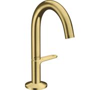 hansgrohe AXOR One robinetterie de lavabo Select 140 avec vidage PUSH-Open, saillie 122mm, 48010950, 48010950, Colorazione: Ottone spazzolato