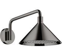 hansgrohe AXOR Starck ShowerSelect 240 Pomme de douche 2 jets avec bras de douche 400 mm, raccord mural, 26021330, 26021330, Colorazione: Cromo nero lucido