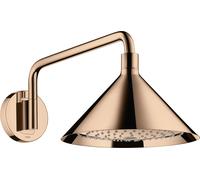 hansgrohe AXOR Starck ShowerSelect 240 Pomme de douche 2 jets avec bras de douche 400 mm, raccord mural, 26021300, 26021300, Colorazione: Oro rosso lucido