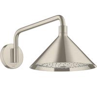 hansgrohe AXOR Starck ShowerSelect 240 Pomme de douche 2 jets avec bras de douche 400 mm, raccord mural, 26021820, 26021820, Colorazione: Nichel spazzolato
