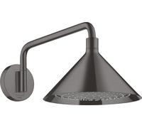 hansgrohe AXOR Starck ShowerSelect 240 Pomme de douche 2 jets avec bras de douche 400 mm, raccord mural, 26021340, 26021340, Colorazione: Cromo nero spazzolato