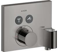 hansgrohe AXOR Starck ShowerSelect Thermostat carré à encastrer pour 2 consommateurs avec FixFit et Porter, 36712330, 36712330, Colorazione: Cromo nero lucido
