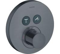 hansgrohe AXOR Starck ShowerSelect Thermostat rond à encastrer pour 2 consommateurs, 36723340, 36723340, Colorazione: Cromo nero spazzolato