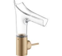 hansgrohe AXOR Starck V mitigeur monocommande de lavabo 140 avec bec verseur en verre et vidage escamotable, 12112140, 12112140, Colorazione: Bronzo spazzolato