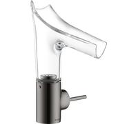 hansgrohe AXOR Starck V mitigeur monocommande de lavabo 140 avec bec verseur en verre et vidage escamotable, 12112330, 12112330, Colorazione: Cromo nero lucido
