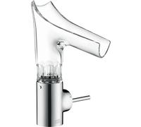 hansgrohe AXOR Starck V mitigeur monocommande de lavabo 140 avec bec verseur en verre et vidage escamotable - taille facettée, 12123000, 12123000, Colorazione: cromo