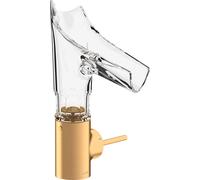 hansgrohe AXOR Starck V mitigeur monocommande de lavabo 140 avec bec verseur en verre et vidage escamotable - taille facettée, 12123250, 12123250, Colorazione: Ottico oro spazzolato