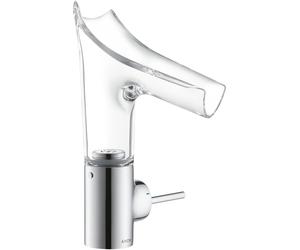 hansgrohe AXOR Starck V mitigeur monocommande de lavabo 140 avec bec verseur en verre et vidage escamotable, 12112000, 12112000, Colorazione: cromo