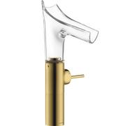 hansgrohe AXOR Starck V Mitigeur monocommande de lavabo 220 avec bec verseur en verre pour lavabos avec garniture de vidage, 12114990, 12114990, Colorazione: Ottica in oro lucido