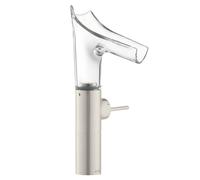 hansgrohe AXOR Starck V Mitigeur monocommande de lavabo 220 avec bec verseur en verre pour lavabos avec garniture de vidage, 12114800, 12114800, Colorazione: Ottica in acciaio inossidabile
