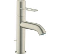 hansgrohe AXOR Uno Mitigeur monocommandé pour lavabo 100 avec poignée-étrier et vidage à tirette, saillie 130mm, 38023820, 38023820, Colorazione: Nichel spazzolato