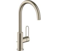 hansgrohe AXOR Uno Mitigeur monocommandé pour lavabo 240, avec poignée-étrier et vidage à tirette, saillie 174mm, 38036820, 38036820, Colorazione: Nichel spazzolato