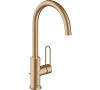 hansgrohe AXOR Uno Mitigeur monocommandé pour lavabo 240, avec poignée-étrier et vidage à tirette, saillie 174mm, 38036140, 38036140, Colorazione: Bronzo spazzolato