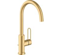 hansgrohe AXOR Uno Mitigeur monocommandé pour lavabo 240, avec poignée-étrier et vidage à tirette, saillie 174mm, 38036250, 38036250, Colorazione: Ottico oro spazzolato
