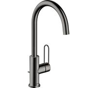 hansgrohe AXOR Uno Mitigeur monocommandé pour lavabo 240, avec poignée-étrier et vidage à tirette, saillie 174mm, 38036330, 38036330, Colorazione: Cromo nero lucido